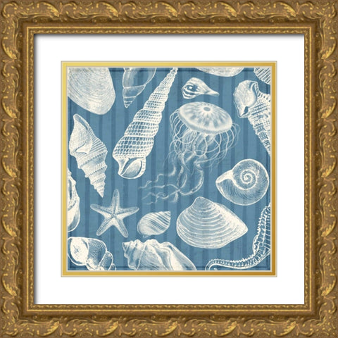 Blue Sea Mash Up Gold Ornate Wood Framed Art Print with Double Matting by Grey, Jace