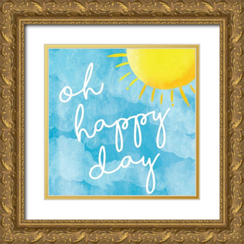 Oh Happy Gold Ornate Wood Framed Art Print with Double Matting by Grey, Jace