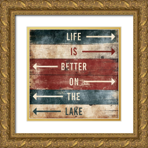 Better On Lake Gold Ornate Wood Framed Art Print with Double Matting by Grey, Jace