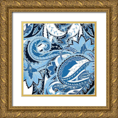 Overgrown Blue Mate Gold Ornate Wood Framed Art Print with Double Matting by Grey, Jace