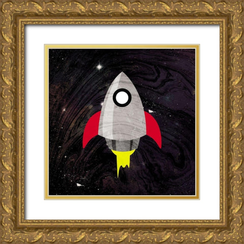 Spaceship Adventure Gold Ornate Wood Framed Art Print with Double Matting by Grey, Jace