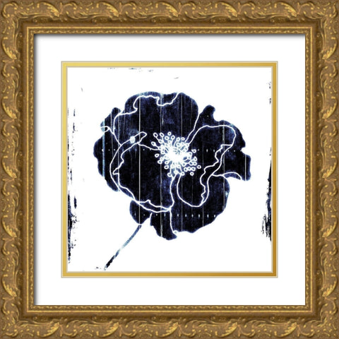 Blue Flower Gold Ornate Wood Framed Art Print with Double Matting by Grey, Jace