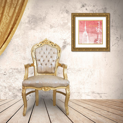 Blush NY Gold Ornate Wood Framed Art Print with Double Matting by Grey, Jace