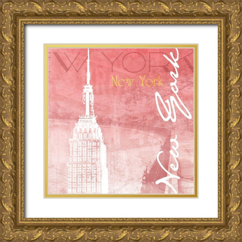 Blush NY Gold Ornate Wood Framed Art Print with Double Matting by Grey, Jace