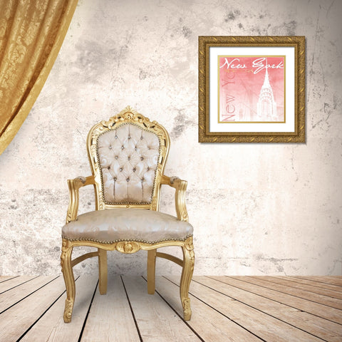 Blush NY Mate Gold Ornate Wood Framed Art Print with Double Matting by Grey, Jace