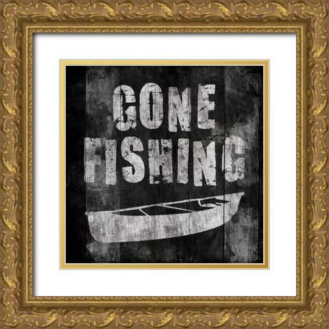 Gone Fishing Again Gold Ornate Wood Framed Art Print with Double Matting by Grey, Jace