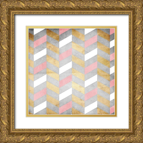 Gold Silver Pink Pattern Gold Ornate Wood Framed Art Print with Double Matting by Grey, Jace