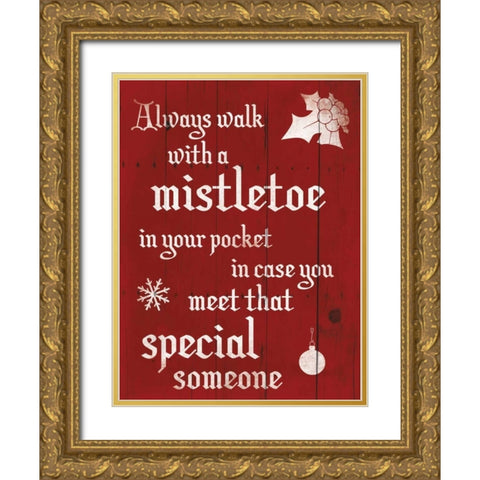 Mistletoe Gold Ornate Wood Framed Art Print with Double Matting by Grey, Jace