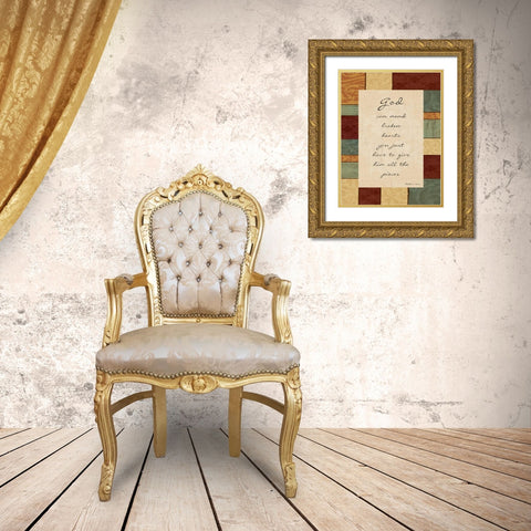God Can Mend Gold Ornate Wood Framed Art Print with Double Matting by Grey, Jace