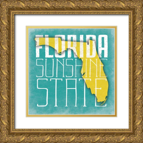 Florida Gold Ornate Wood Framed Art Print with Double Matting by Grey, Jace