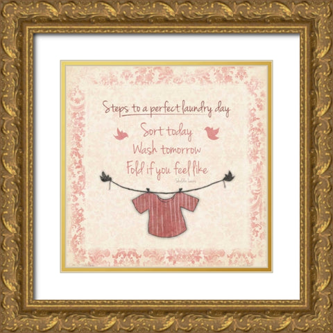 Laundry Red Gold Ornate Wood Framed Art Print with Double Matting by Grey, Jace