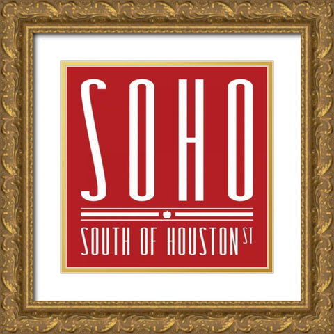 SOHO red Gold Ornate Wood Framed Art Print with Double Matting by Grey, Jace
