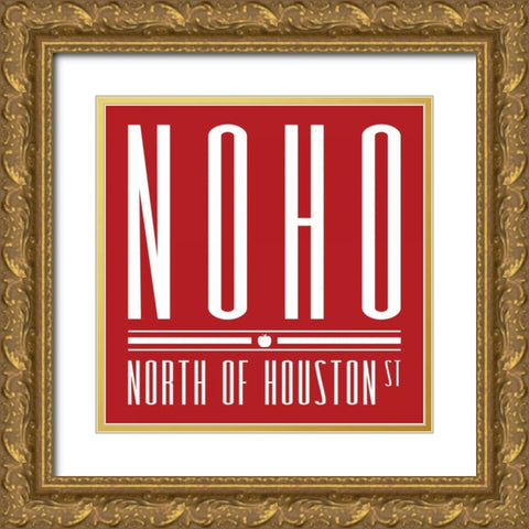 NOHO red Gold Ornate Wood Framed Art Print with Double Matting by Grey, Jace