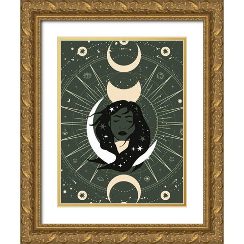 Her Eclipse Gold Ornate Wood Framed Art Print with Double Matting by Keith, Jesse