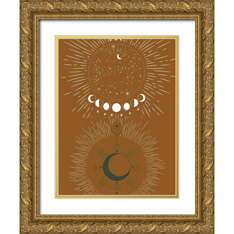 Green Moon Rise Gold Ornate Wood Framed Art Print with Double Matting by Keith, Jesse