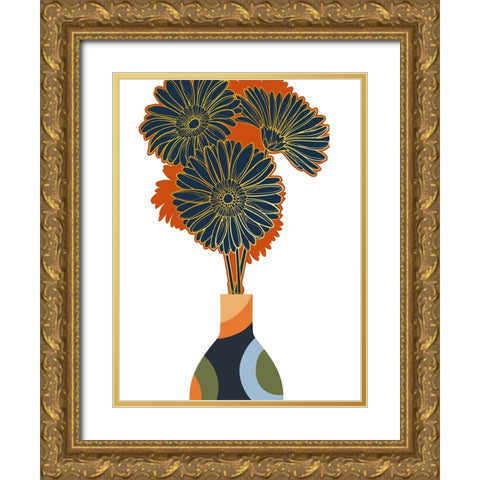 Pop Daisies Gold Ornate Wood Framed Art Print with Double Matting by Keith, Jesse