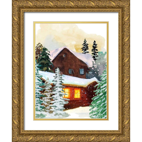 Secret Cabin Gold Ornate Wood Framed Art Print with Double Matting by Keith, Jesse
