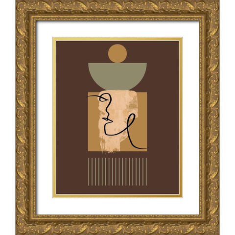 Abstract Taupe Gold Ornate Wood Framed Art Print with Double Matting by Keith, Jesse