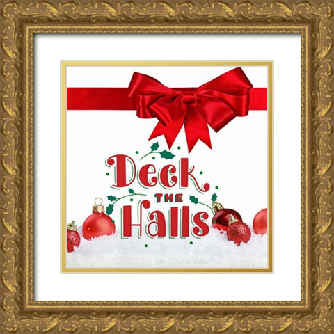 Deck The Halls Gold Ornate Wood Framed Art Print with Double Matting by Keith, Jesse