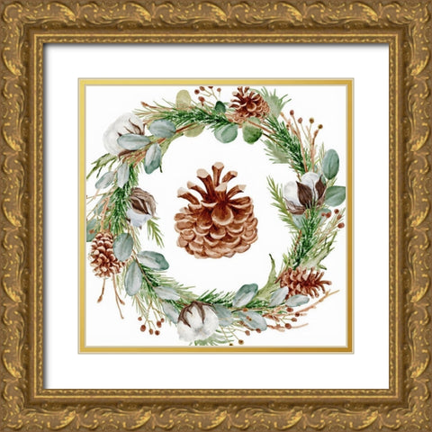 Wreath Gold Ornate Wood Framed Art Print with Double Matting by Keith, Jesse