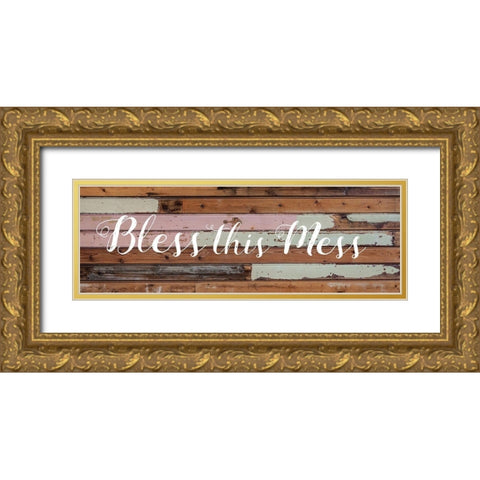 Bless This Home 1 Gold Ornate Wood Framed Art Print with Double Matting by Matic, Jelena