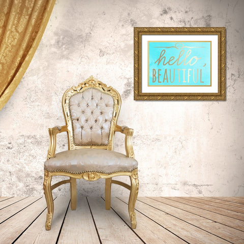 Hello Beautiful Gold Ornate Wood Framed Art Print with Double Matting by Matic, Jelena