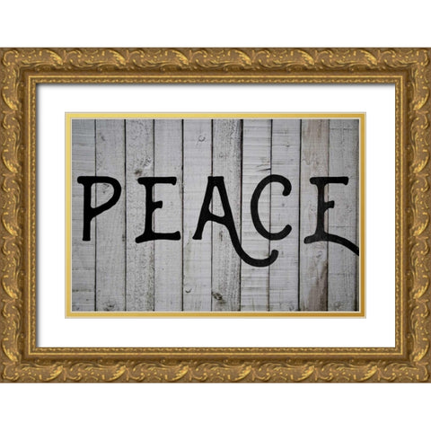 Peace Gold Ornate Wood Framed Art Print with Double Matting by Matic,Jelena