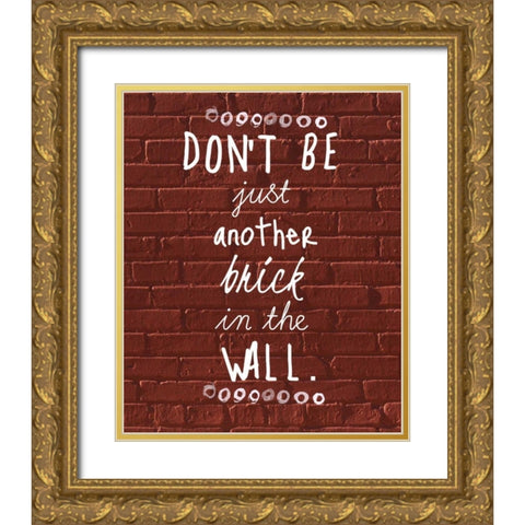 Brick In The Wall Gold Ornate Wood Framed Art Print with Double Matting by Matic,Jelena