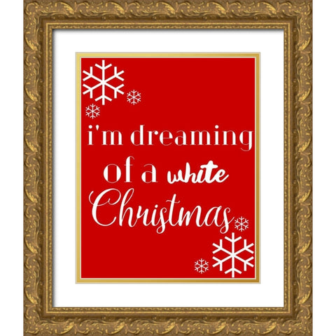 Christmas In Red Gold Ornate Wood Framed Art Print with Double Matting by Matic, Jelena
