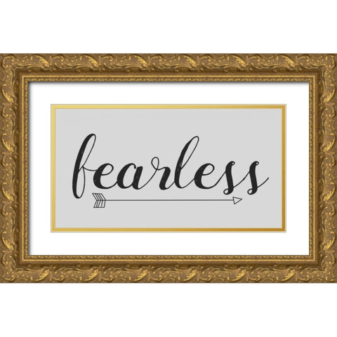Fearless Grey Arrow Gold Ornate Wood Framed Art Print with Double Matting by Matic,Jelena