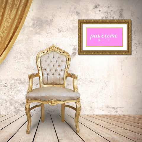 Pawesome Pink Gold Ornate Wood Framed Art Print with Double Matting by Matic,Jelena