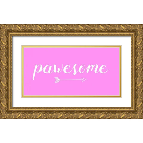 Pawesome Pink Gold Ornate Wood Framed Art Print with Double Matting by Matic,Jelena