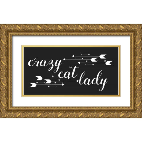 Cat Lady Arrows Gold Ornate Wood Framed Art Print with Double Matting by Matic,Jelena