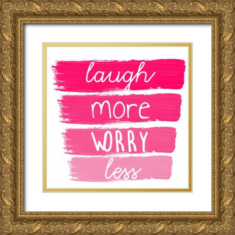 Laugh More Gold Ornate Wood Framed Art Print with Double Matting by Matic, Jelena
