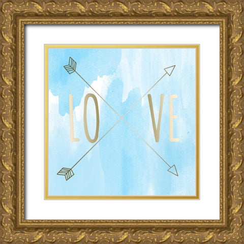Love Arrow Gold Ornate Wood Framed Art Print with Double Matting by Matic, Jelena
