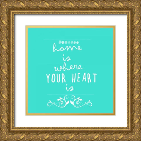 Where Your Heart Is Gold Ornate Wood Framed Art Print with Double Matting by Matic, Jelena