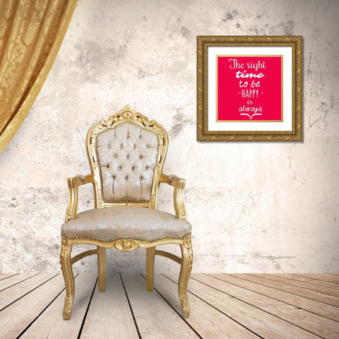 To Be Happy Gold Ornate Wood Framed Art Print with Double Matting by Matic, Jelena