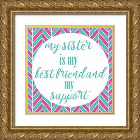 Sister Besties Gold Ornate Wood Framed Art Print with Double Matting by Matic, Jelena