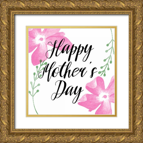 Floral Mothers Day 1 Gold Ornate Wood Framed Art Print with Double Matting by Matic, Jelena