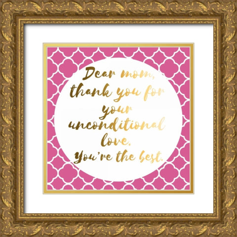 Thank You Mom Gold Ornate Wood Framed Art Print with Double Matting by Matic, Jelena
