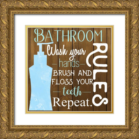 Bathroom Repeat Gold Ornate Wood Framed Art Print with Double Matting by Matic,Jelena