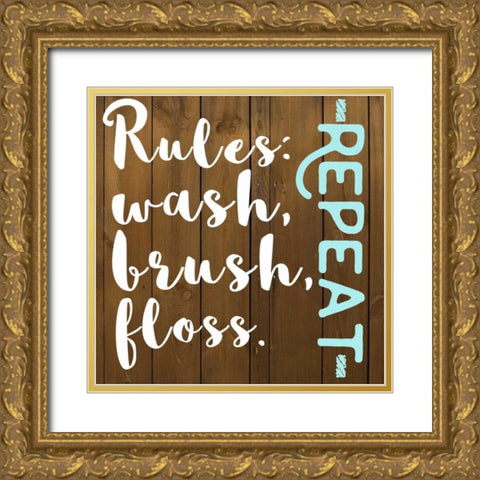 Floss Repeat Gold Ornate Wood Framed Art Print with Double Matting by Matic,Jelena