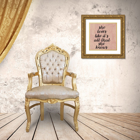 All She Knows Gold Ornate Wood Framed Art Print with Double Matting by Matic,Jelena