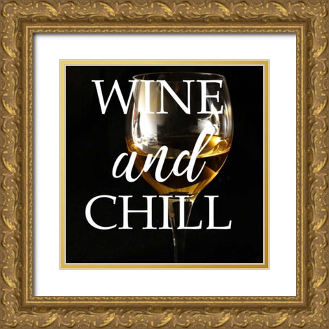 Wine and Chill Gold Ornate Wood Framed Art Print with Double Matting by Matic,Jelena