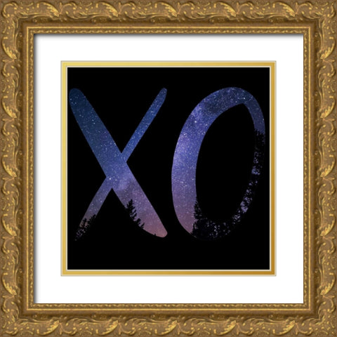 XO Black Gold Ornate Wood Framed Art Print with Double Matting by Matic,Jelena