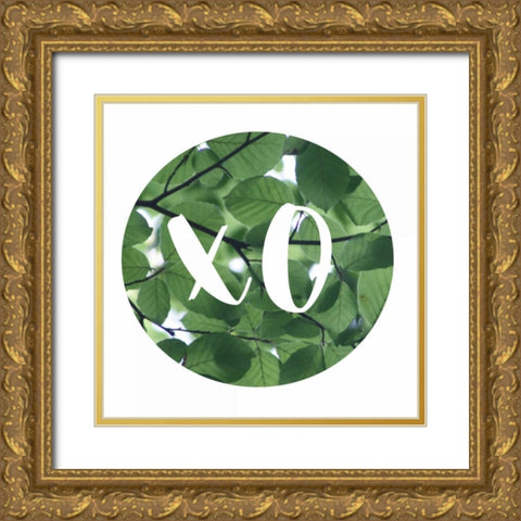 XO Leaves Gold Ornate Wood Framed Art Print with Double Matting by Matic,Jelena