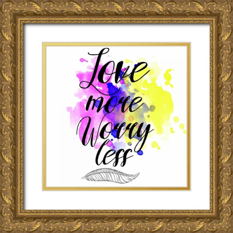 Love More Splash Gold Ornate Wood Framed Art Print with Double Matting by Matic,Jelena