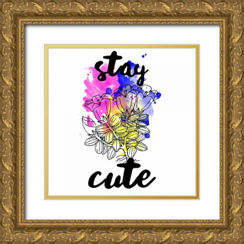 Stay Cute Splash Gold Ornate Wood Framed Art Print with Double Matting by Matic,Jelena