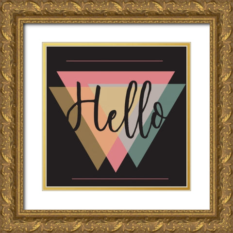 Hello Gold Ornate Wood Framed Art Print with Double Matting by Matic,Jelena