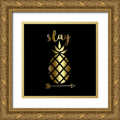Slay Black Gold Gold Ornate Wood Framed Art Print with Double Matting by Matic,Jelena